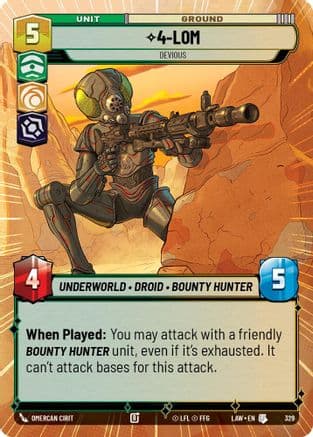 4-LOM - Devious (Hyperspace) — A Lawless Time Star Wars: Unlimited card by Omercan Cirit