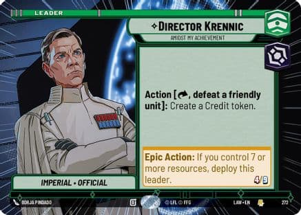 Director Krennic - Amidst My Achievement (Hyperspace) — A Lawless Time Star Wars: Unlimited card by Borja Pindado