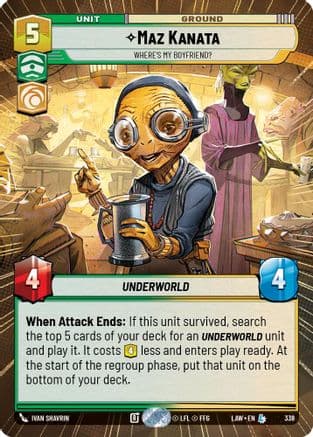 Maz Kanata - Where's My Boyfriend? (Hyperspace) — A Lawless Time Star Wars: Unlimited card by Ivan Shavrin