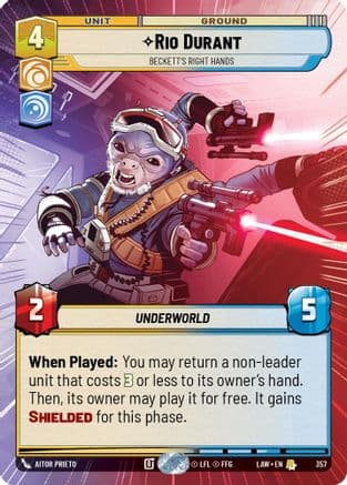 Rio Durant - Beckett's Right Hands (Hyperspace) — A Lawless Time Star Wars: Unlimited card by Aitor Prieto