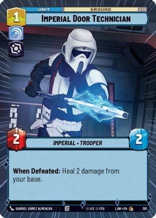 Imperial Door Technician (Hyperspace) — A Lawless Time Star Wars: Unlimited card by Gabriel Gómez Almenzar