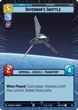 Governor's Shuttle (Hyperspace) — A Lawless Time Star Wars: Unlimited card by Francois Cannels
