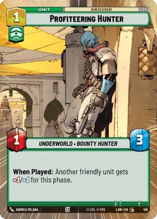 Profiteering Hunter (Hyperspace) — A Lawless Time Star Wars: Unlimited card by Andrea Milana