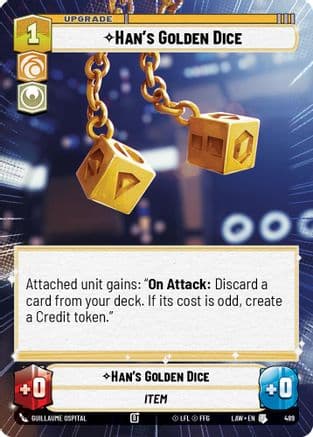 Han's Golden Dice (Hyperspace) — A Lawless Time Star Wars: Unlimited card by Guillaume Ospital