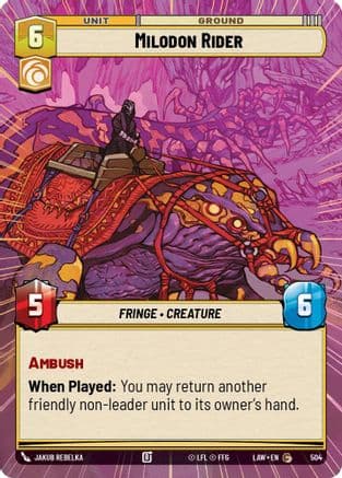 Milodon Rider (Hyperspace) — A Lawless Time Star Wars: Unlimited card by Jakub Rebelka