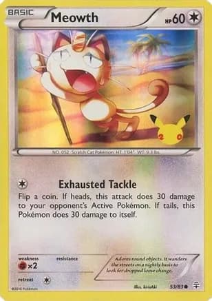 Meowth - 53/83 (20th Anniversary) — Miscellaneous Cards & Products