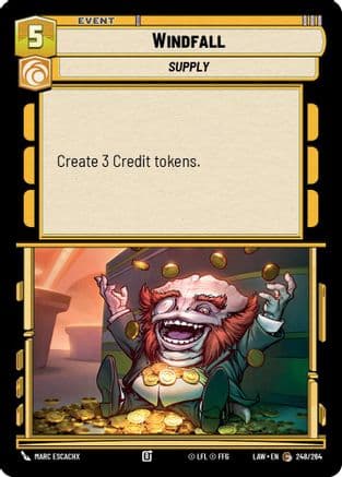 Windfall — A Lawless Time Star Wars: Unlimited card by Marc Escachx