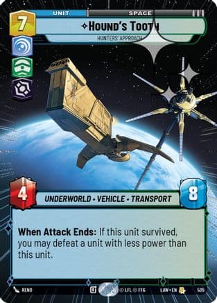 Hound's Tooth - Hunters' Approach (Hyperspace Foil) — A Lawless Time Star Wars: Unlimited card by Reno