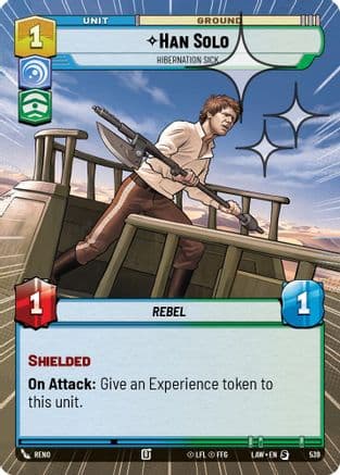 Han Solo - Hibernation Sick (Hyperspace Foil) — A Lawless Time Star Wars: Unlimited card by Reno