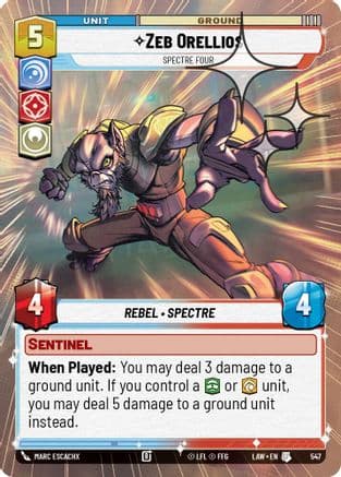 Zeb Orellios - Spectre Four (Hyperspace Foil) — A Lawless Time Star Wars: Unlimited card by Marc Escachx
