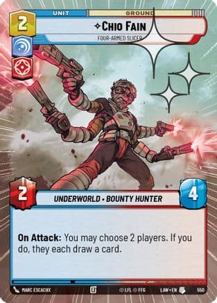 Chio Fain - Four-Armed Slicer (Hyperspace Foil) — A Lawless Time Star Wars: Unlimited card by Marc Escachx