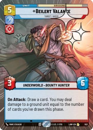 Beilert Valance - Target: Vader (Hyperspace Foil) — A Lawless Time Star Wars: Unlimited card by Marc Escachx