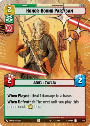 Honor-Bound Partisan (Hyperspace Foil) — A Lawless Time Star Wars: Unlimited card by Omercan Cirit