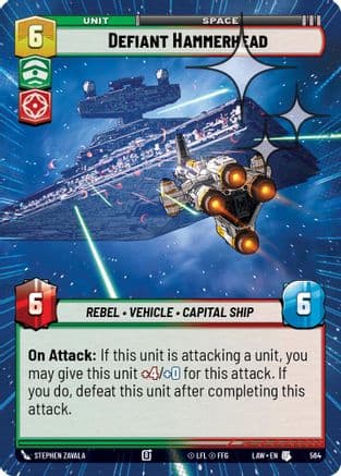 Defiant Hammerhead (Hyperspace Foil) — A Lawless Time Star Wars: Unlimited card by Stephen Zavala