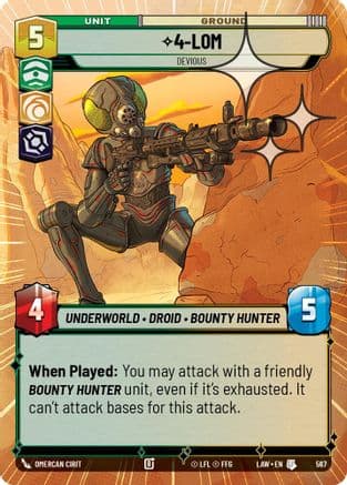 4-LOM - Devious (Hyperspace Foil) — A Lawless Time Star Wars: Unlimited card by Omercan Cirit