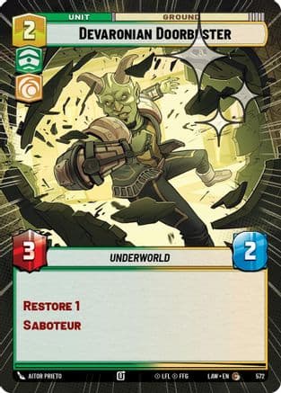 Devaronian Doorbuster (Hyperspace Foil) — A Lawless Time Star Wars: Unlimited card by Aitor Prieto