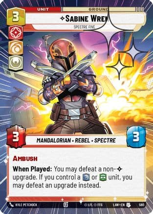 Sabine Wren - Spectre Five (Hyperspace Foil) — A Lawless Time Star Wars: Unlimited card by Kyle Petchock