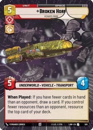 Broken Horn - Vizago's Pride (Hyperspace Foil) — A Lawless Time Star Wars: Unlimited card by Fernando Correa