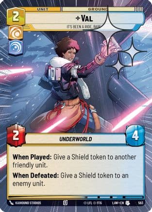 Val - It's Been a Ride, Babe (Hyperspace Foil) — A Lawless Time Star Wars: Unlimited card by Kaihound Studios