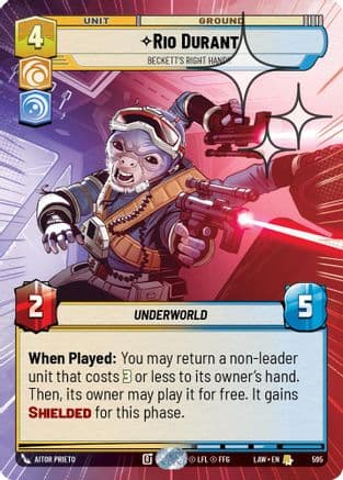 Rio Durant - Beckett's Right Hands (Hyperspace Foil) — A Lawless Time Star Wars: Unlimited card by Aitor Prieto