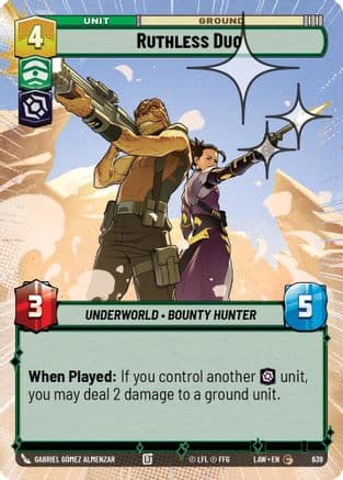Ruthless Duo (Hyperspace Foil) — A Lawless Time Star Wars: Unlimited card by Gabriel Gómez Almenzar