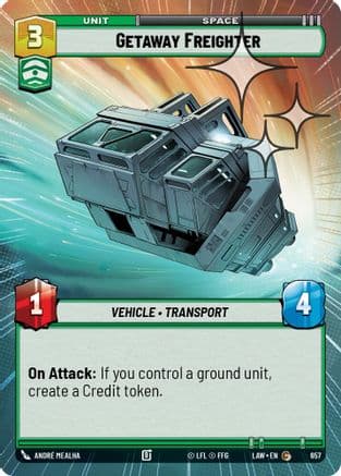 Getaway Freighter (Hyperspace Foil) — A Lawless Time Star Wars: Unlimited card by André Mealha