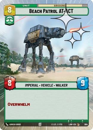 Beach Patrol AT-ACT (Hyperspace Foil) — A Lawless Time Star Wars: Unlimited card by Adrien Girod