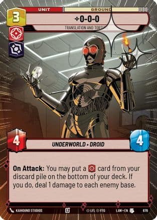 0-0-0 - Translation and Torture (Hyperspace Foil) — A Lawless Time Star Wars: Unlimited card by Kaihound Studios