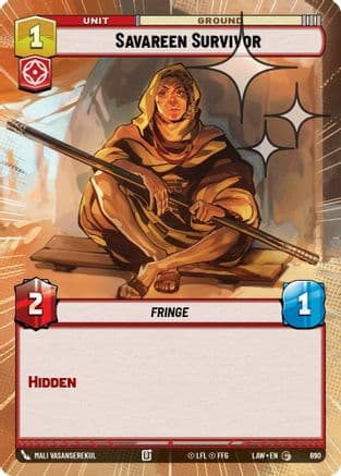 Savareen Survivor (Hyperspace Foil) — A Lawless Time Star Wars: Unlimited card by Mali Vasanserekul