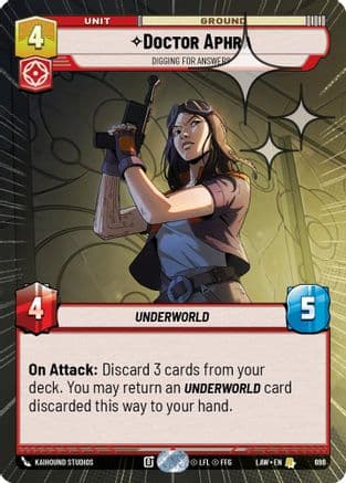 Doctor Aphra - Digging for Answers (Hyperspace Foil) — A Lawless Time Star Wars: Unlimited card by Kaihound Studios