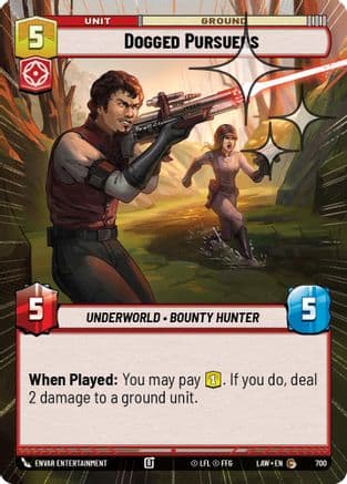 Dogged Pursuers (Hyperspace Foil) — A Lawless Time Star Wars: Unlimited card by Envar Entertainment