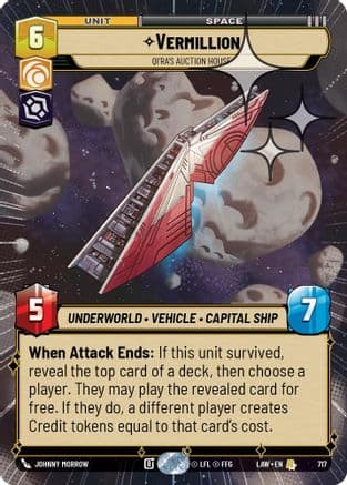 Vermillion - Qi'Ra's Auction House (Hyperspace Foil) — A Lawless Time Star Wars: Unlimited card by Johnny Morrow