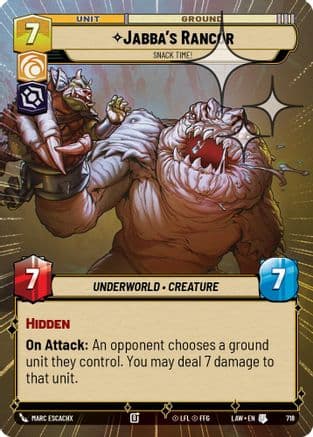 Jabba's Rancor - Snack Time! (Hyperspace Foil) — A Lawless Time Star Wars: Unlimited card by Marc Escachx