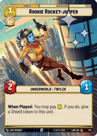 Rookie Rocket-jumper (Hyperspace Foil) — A Lawless Time Star Wars: Unlimited card by Joey Vazquez