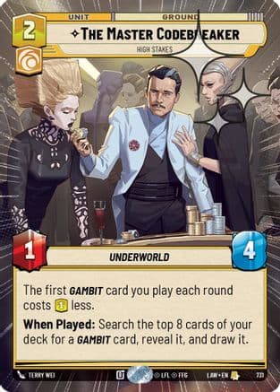 The Master Codebreaker - High Stakes (Hyperspace Foil) — A Lawless Time Star Wars: Unlimited card by Terry Wei