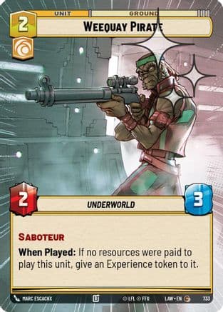 Weequay Pirate (Hyperspace Foil) — A Lawless Time Star Wars: Unlimited card by Marc Escachx