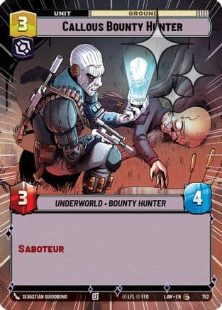 Callous Bounty Hunter (Hyperspace Foil) — A Lawless Time Star Wars: Unlimited card by Sebastián Guidobono
