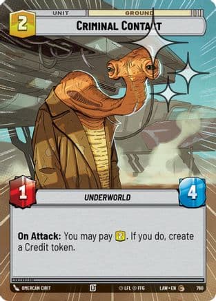 Criminal Contact (Hyperspace Foil) — A Lawless Time Star Wars: Unlimited card by Omercan Cirit