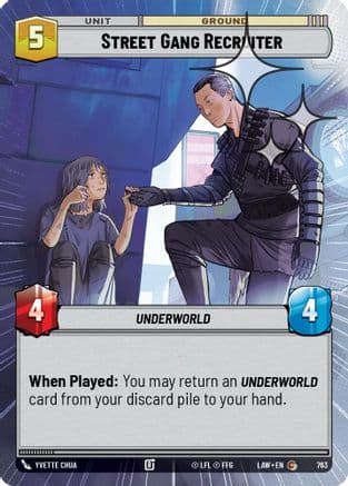 Street Gang Recruiter (Hyperspace Foil) — A Lawless Time Star Wars: Unlimited card by Yvette Chua