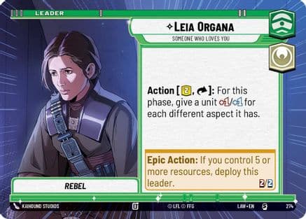 Leia Organa - Someone Who Loves You (Hyperspace) — A Lawless Time Star Wars: Unlimited card by Kaihound Studios