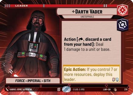 Darth Vader - Unstoppable (Hyperspace) — A Lawless Time Star Wars: Unlimited card by Gabriel Gómez