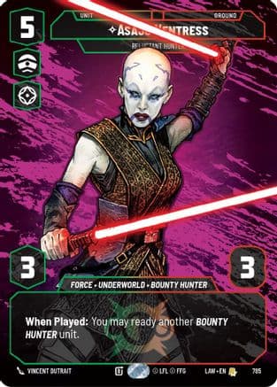 Asajj Ventress - Reluctant Hunter (Prestige) — A Lawless Time Star Wars: Unlimited card by Vincent Dutrait