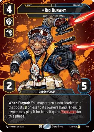 Rio Durant - Beckett's Right Hands (Prestige) — A Lawless Time Star Wars: Unlimited card by Vincent Dutrait