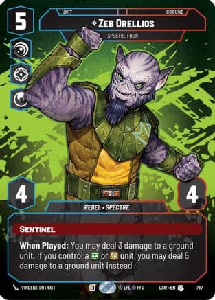 Zeb Orellios - Spectre Four (Prestige) — A Lawless Time Star Wars: Unlimited card by Vincent Dutrait