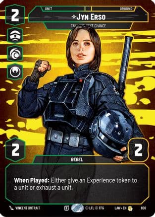 Jyn Erso - Take the Next Chance (Prestige) — A Lawless Time Star Wars: Unlimited card by Vincent Dutrait