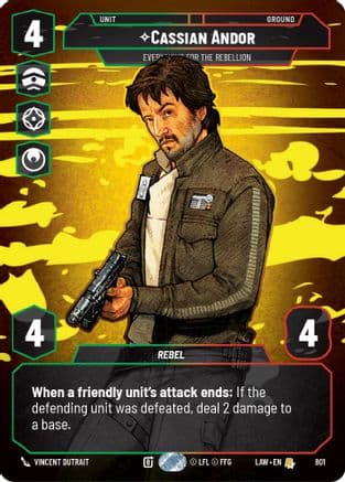 Cassian Andor - Everything for the Rebellion (Prestige) — A Lawless Time Star Wars: Unlimited card by Vincent Dutrait