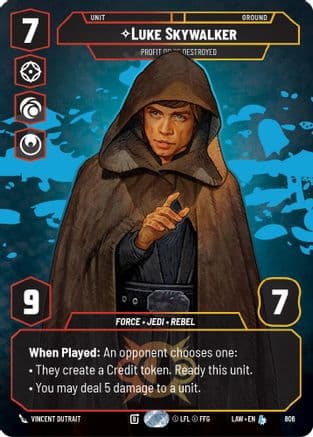 Luke Skywalker - Profit or Be Destroyed (Prestige) — A Lawless Time Star Wars: Unlimited card by Vincent Dutrait
