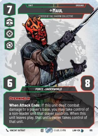 Maul - Master of the Shadow Collective (Prestige) — A Lawless Time Star Wars: Unlimited card by Vincent Dutrait