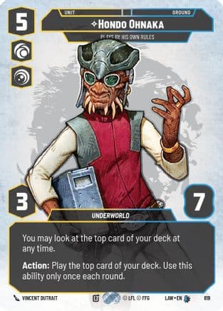 Hondo Ohnaka - Plays By His Own Rules (Prestige) — A Lawless Time Star Wars: Unlimited card by Vincent Dutrait