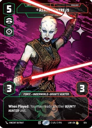 Asajj Ventress - Reluctant Hunter (Prestige Foil) — A Lawless Time Star Wars: Unlimited card by Vincent Dutrait
